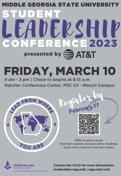Spring 2023 Student Leadership Conference flyer.